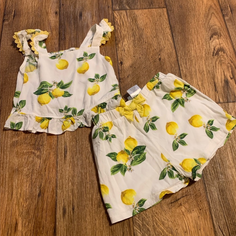 Rare Editions Lemon Print Kids Matching Set - Size: 4T